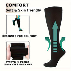 3 Pairs Men's Compression Letter Pattern Graphic Crew Socks