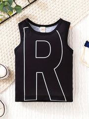 Toddler Baby Boys R Print Vest Causal Top