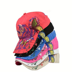 Sequin Embroidered Baseball Cap Butterfly Peaked Cap Lip Print Hat Sun Hat