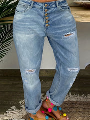 Cut Out Denim Pants