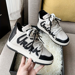 Women's Letter Pattern Breathable Skate Shoes Lightweight Sports Sneakers