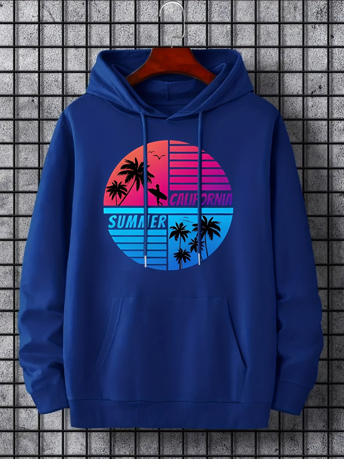 Head Statue Print Hoodie Men's Casual Pullover Hooded Sweatshirt
