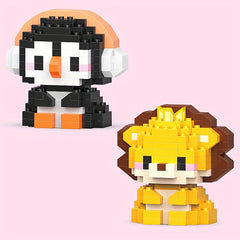 2pcs Cartoon Animals Building Blocks Toys - Lion & Sheep Chicken & Elephant