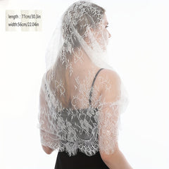 Floral Mantilla Veil Long Mature Head Covering For Bridal