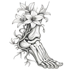 Deluxe Anatomy Floral Coloring Book 24 Pages 20x20 Intricate Flower and Skeleton