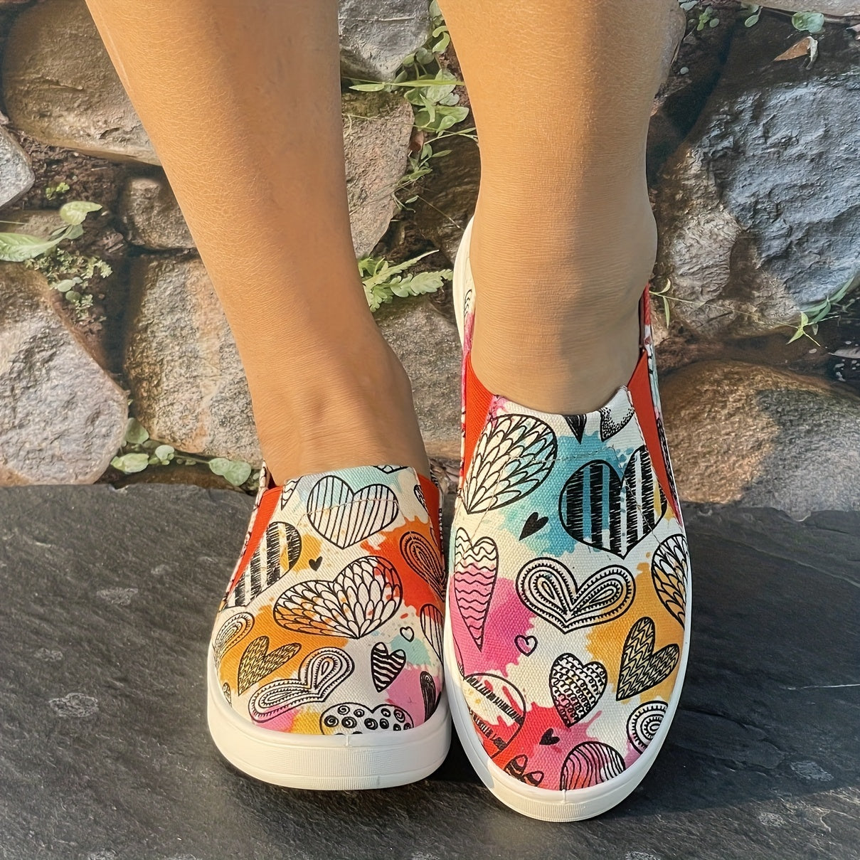 Women's Slip On Love Skate Shoes Lightweight Walking Shoes