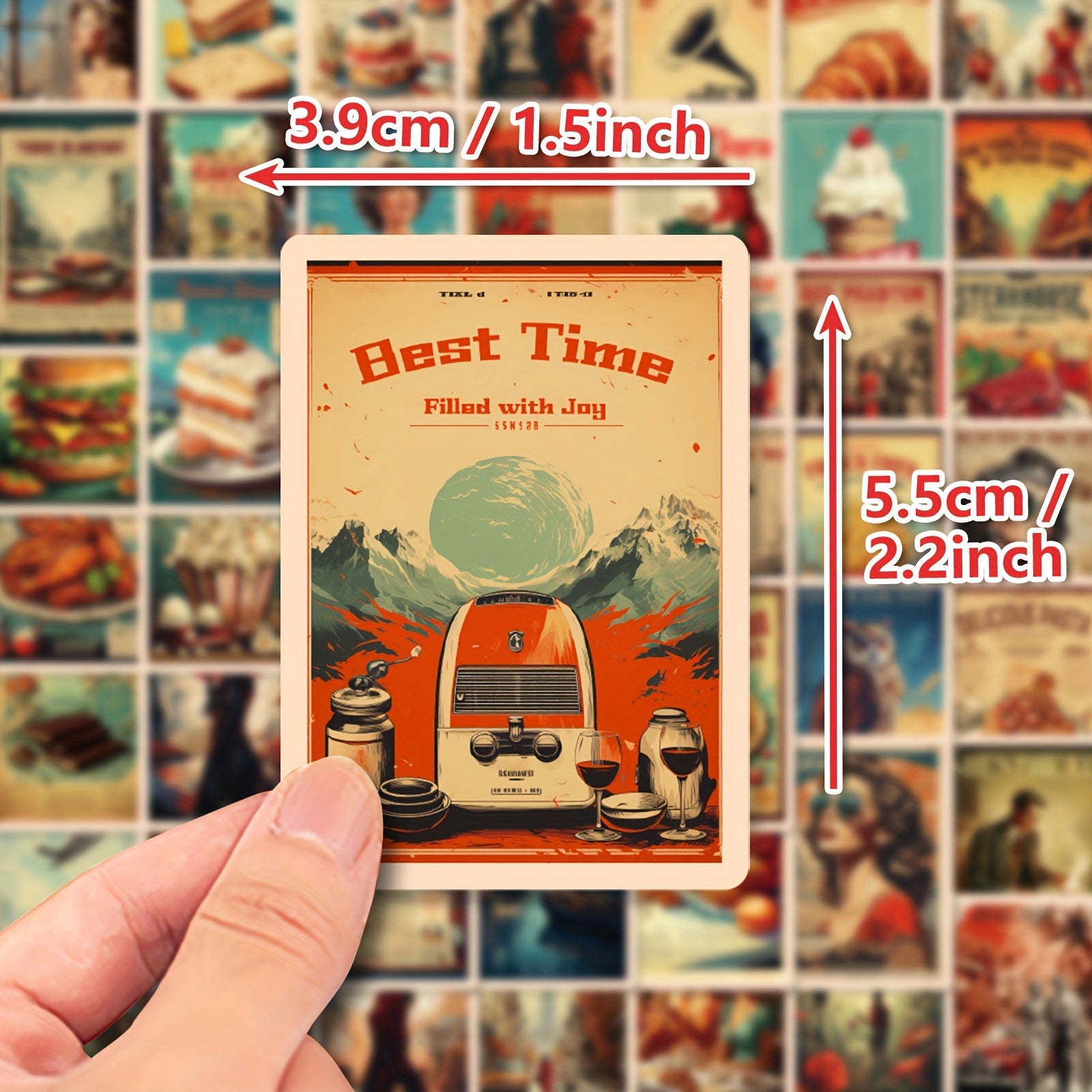 50pcs Retro Poster Stickers Art Decals for DIY Crafts Laptop Phone Skateboard