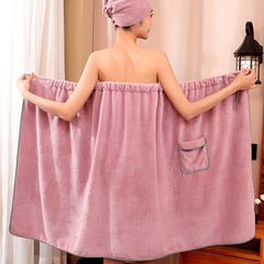Bow Decor Fuzzy Robe Comfy Strapless Robe With Pockets
