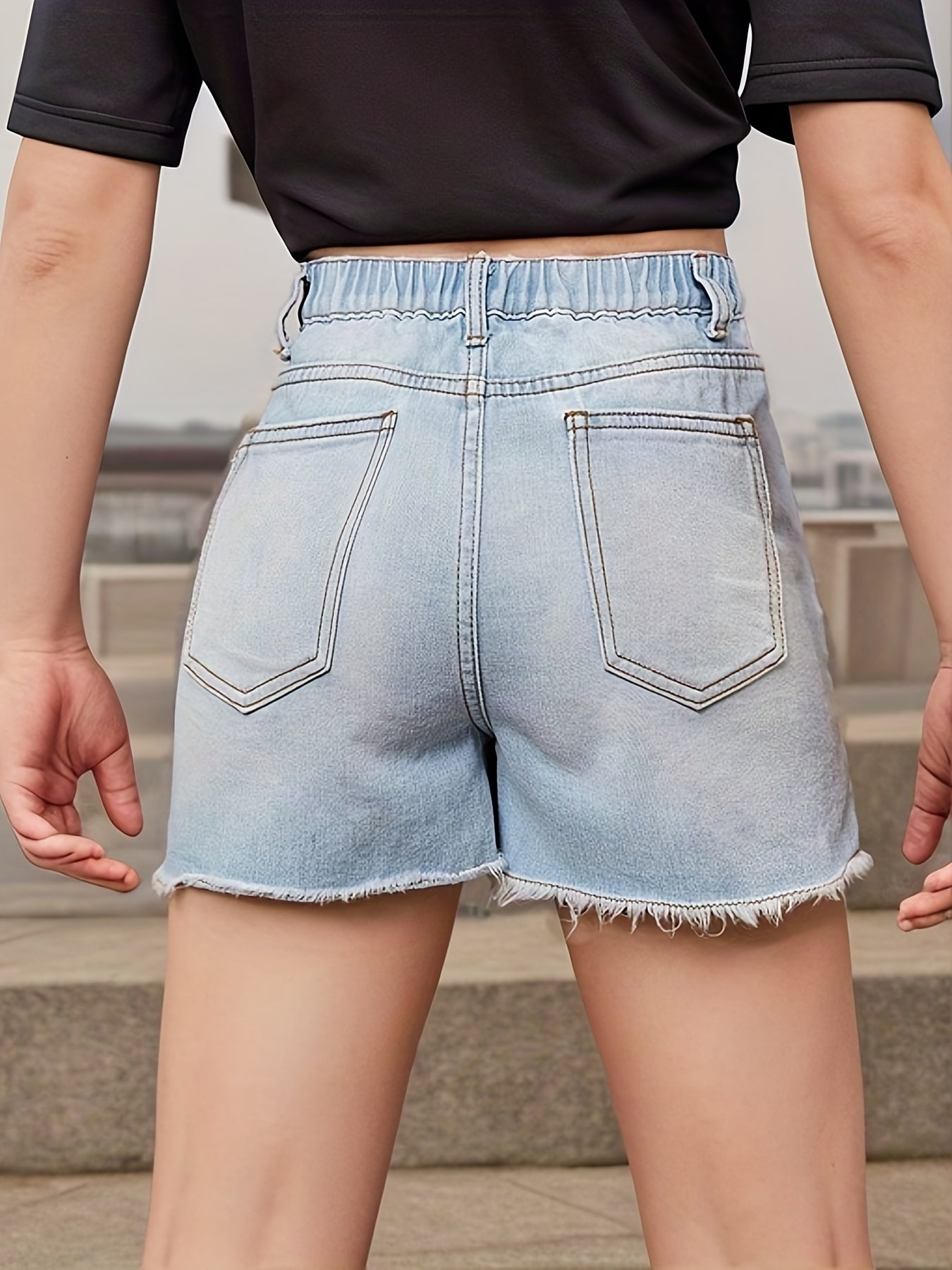 Girls Casual Light Washed Ripped Denim Shorts for Kids