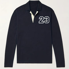 Men's Knit Polo Shirt Casual Lapel V Neck Pullover Sweater