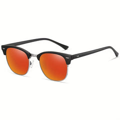 Men's Retro Polarized Driving Sunglasses Semi Rimless Eye Protection