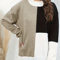 Colorblock Long Sleeve Knit Top