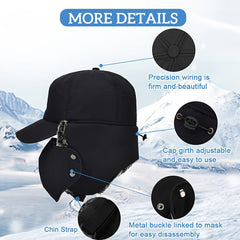 Winter Fleece Balaclava Cap With Face Cover Warm Trapper Cap
