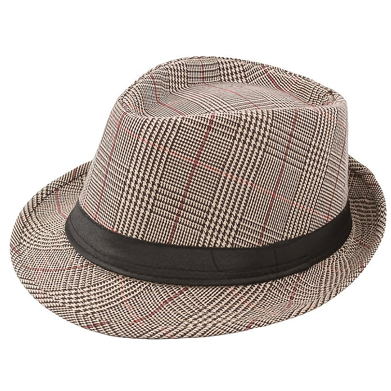 Men's Classic Plaid Hat with UV Protection for Outdoors