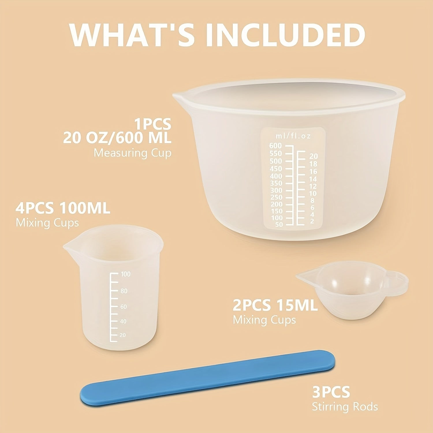 Silicone Measuring Cups Set For Resin 600&100ml