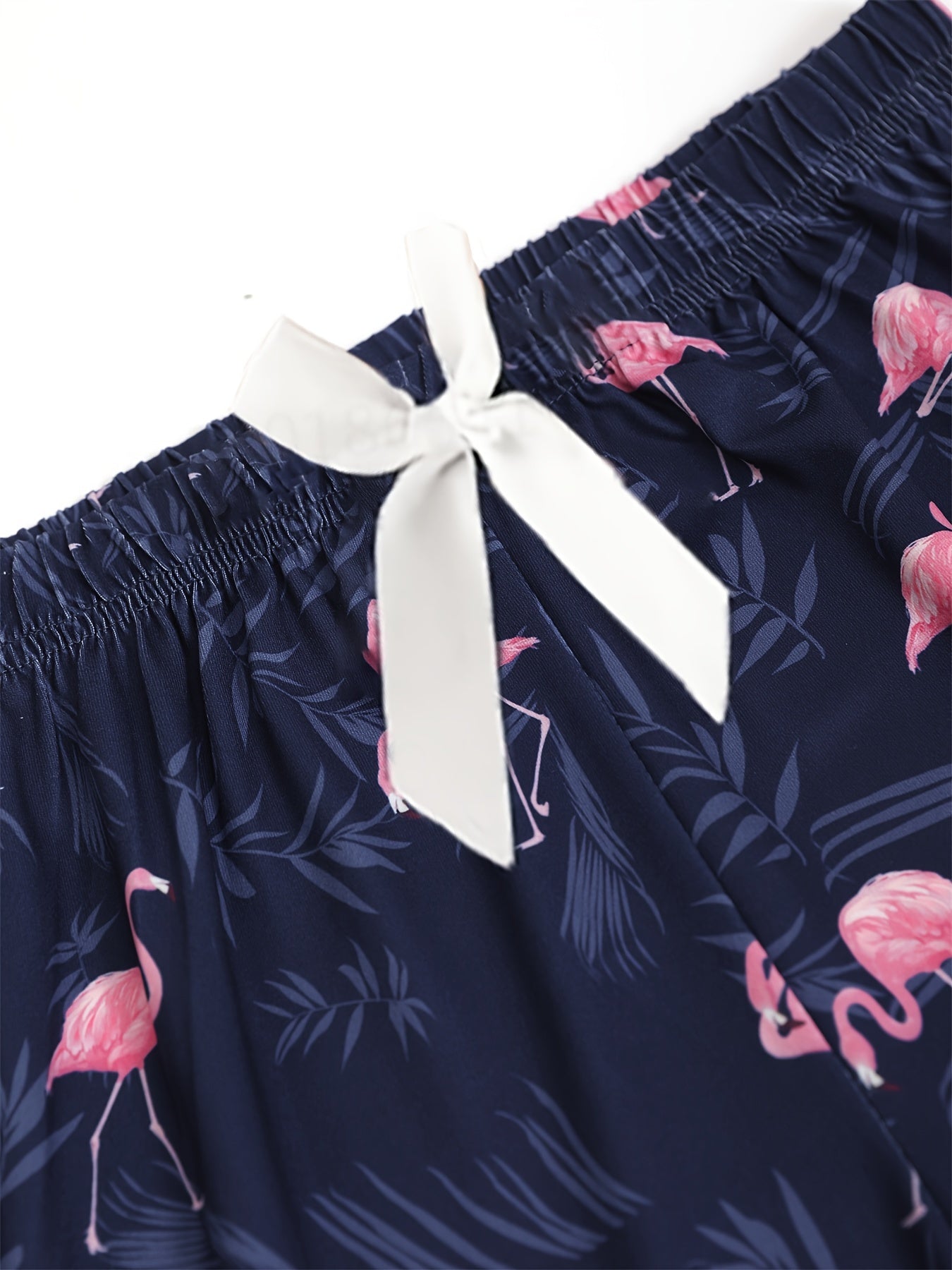 Flamingo Print Lounge Bottoms Elastic Waist Shorts Women's Sleepwear