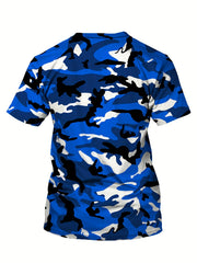 Camouflage Print Men's Graphic T-Shirt for Summer