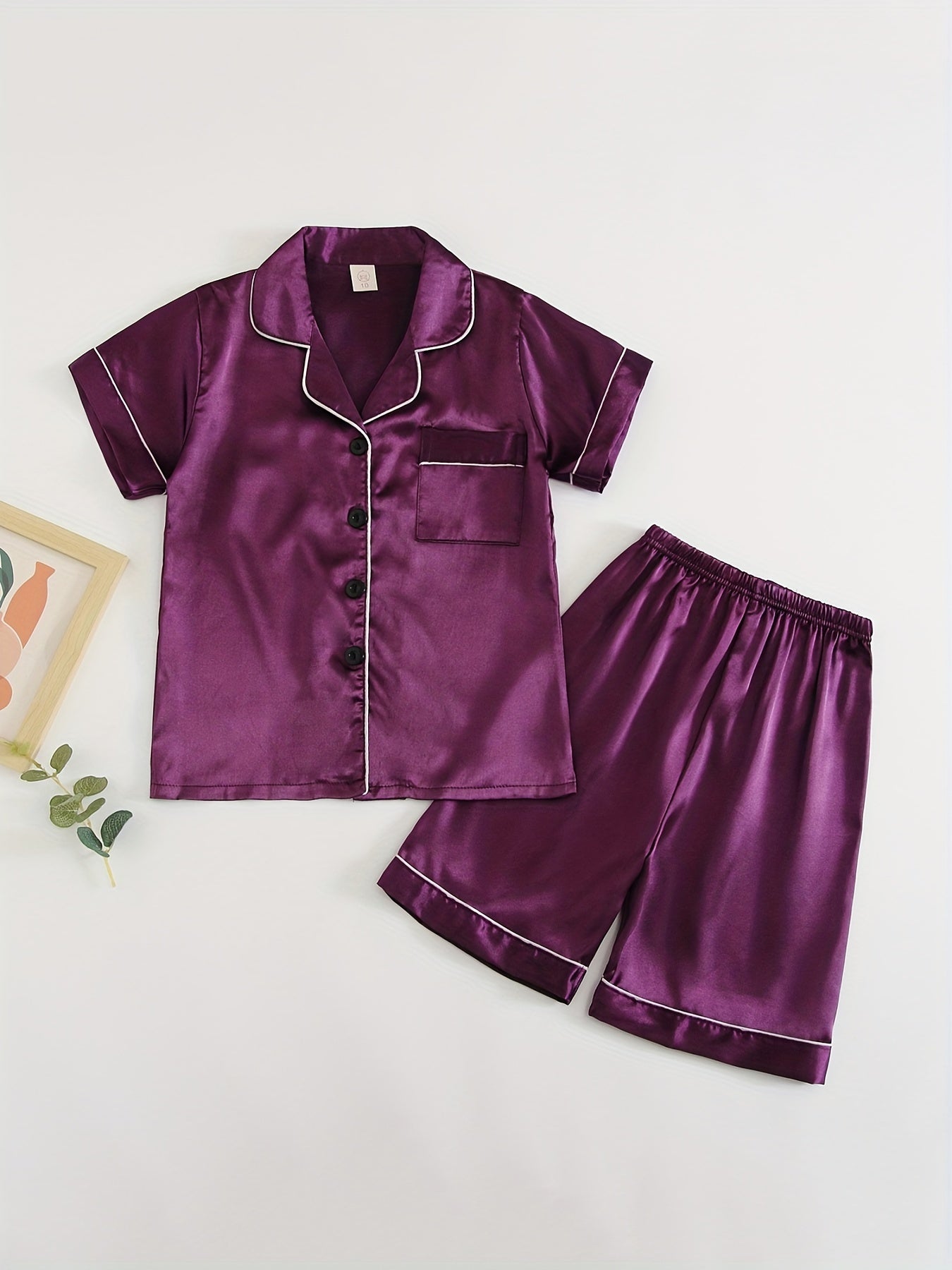 Boys 2pcs Pajamas Top & Shorts Purple Set