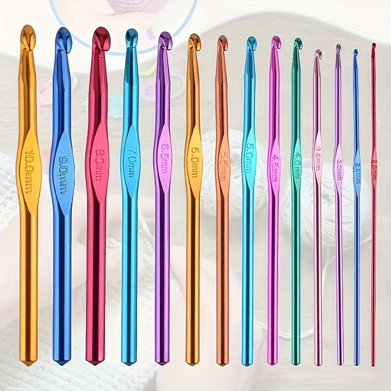 Aluminum Crochet Hooks Knitting Needles Craft Yarn Set