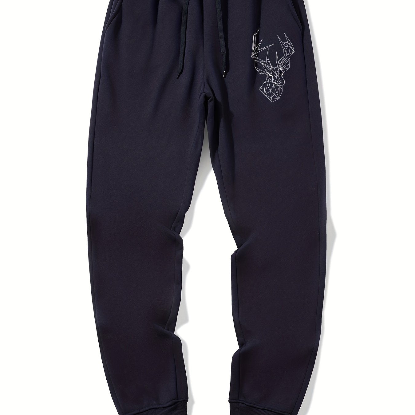Geometric Deer Pattern Drawstring Joggers Men's Sweatpants