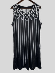 Geometric Print V Neck Stretch Tank Dress