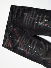 Spray Painted Patchwork Jeans Men's Street Style Jeans