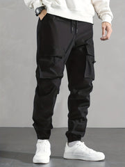 Men Cargo Pants with Drawstring Waist