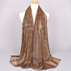 Sequins Solid Scarf Crinkle Sparkling Stripe Print Windproof Head Wrap