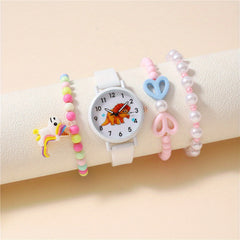 Dinosaur Pattern Quartz Kids Watch Set with Bracelet