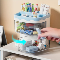 Cartoon Transparent Pen Holder Office Desktop Storage Box
