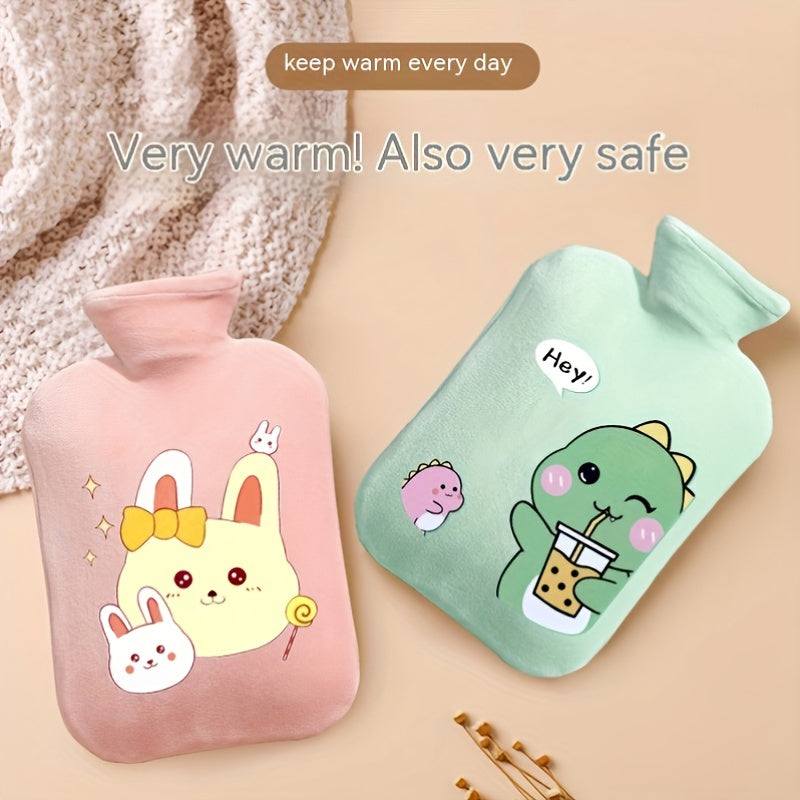 Plush Hand Warmer Hot Water Bottle Portable Small Print Design