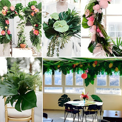 12pcs Artificial Tropical Leaves Wild Animal Birthday Decorations