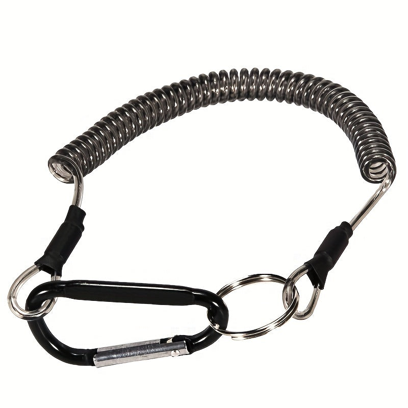 10pcs Coiled Lanyard Spring Coil Cord Keychain Fishing Rod Tool Retractable