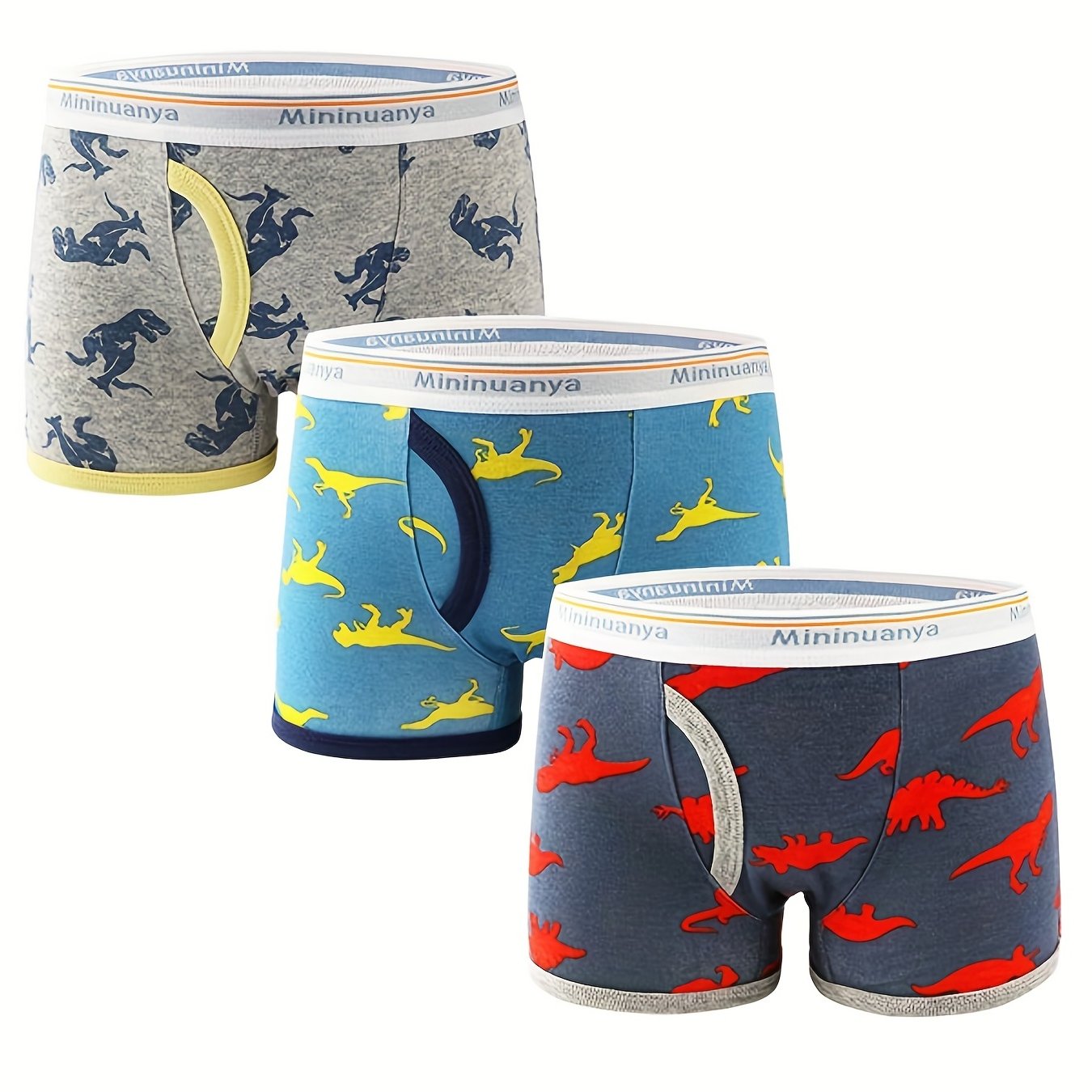 3pcs Boy's Cotton Boxer Briefs Animal Pattern Shorts