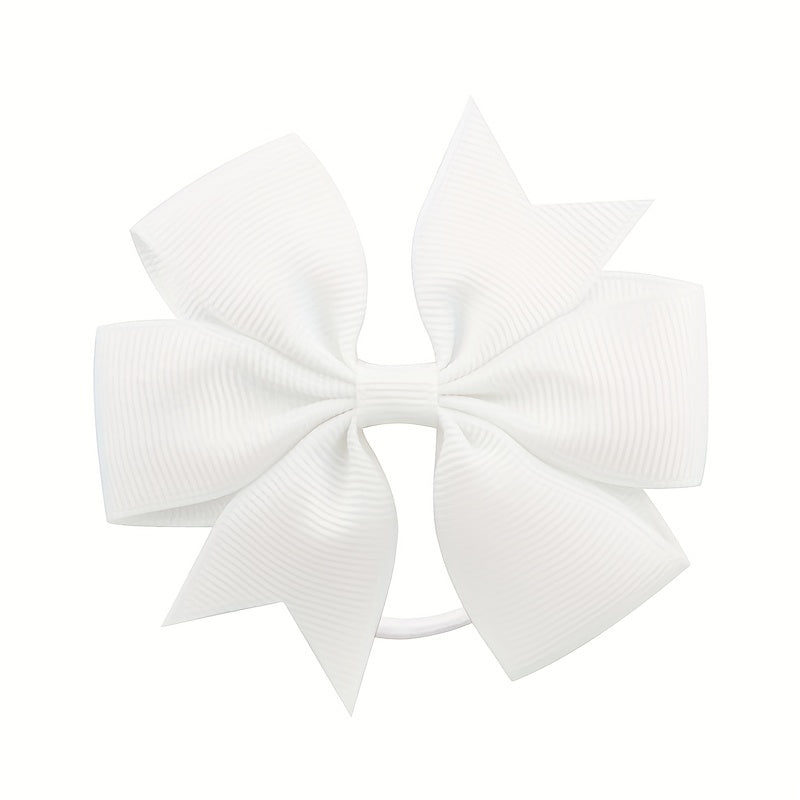 20pcs Candy Ribbed Bow Hair Ties Elastic Hair Accessories Gift