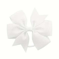 20pcs Candy Ribbed Bow Hair Ties Elastic Hair Accessories Gift
