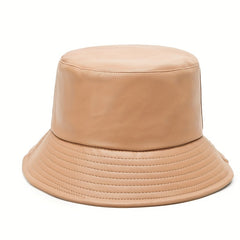 Soft Waterproof PU Bucket Hat Solid Basin Hat Lightweight Unisex Fisherman Cap
