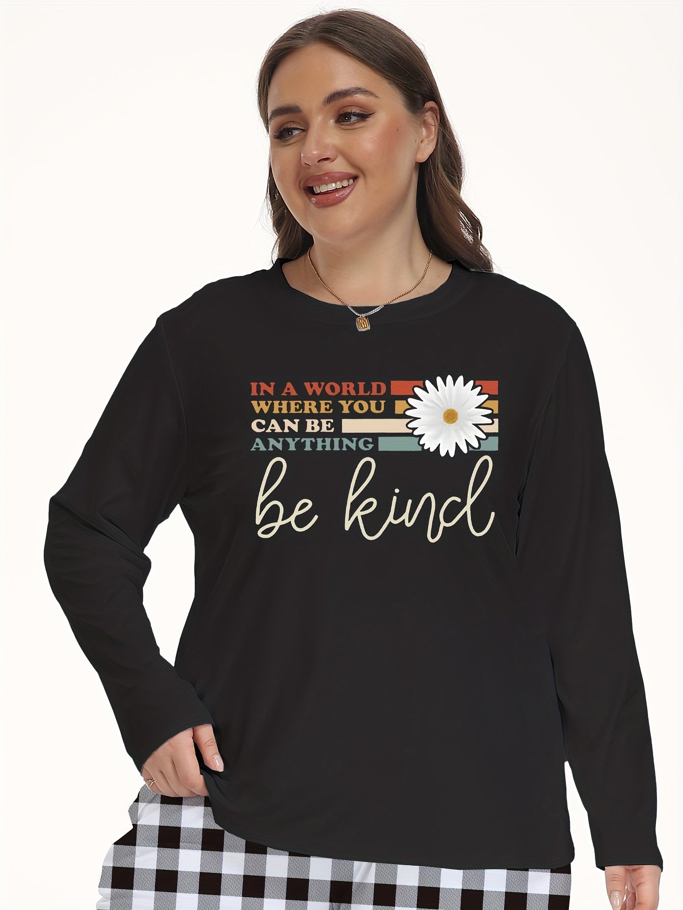 Casual Daisy Print Long Sleeve Loungewear Top