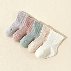 5 Pairs Casual Knit Socks Soft Baby Socks Boys Girls Accessories