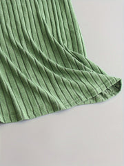 Solid Ribbed Knit Elastic Waisted Stretch Skirt