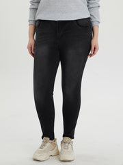 Casual Jeans Women's High Stretch Tapered Leg Washed Jeans