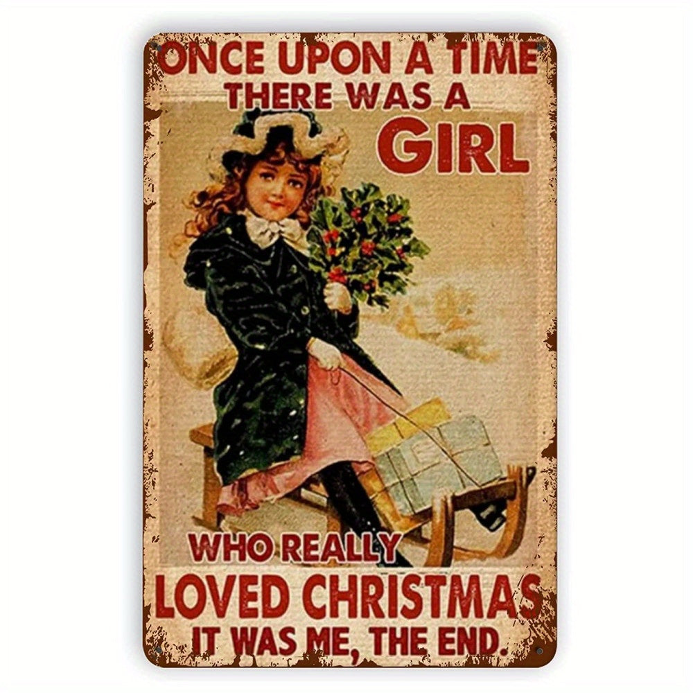Metal Tin Sign A Girl Loves Dogs Cats Christmas Retro Poster