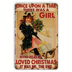 Metal Tin Sign A Girl Loves Dogs Cats Christmas Retro Poster