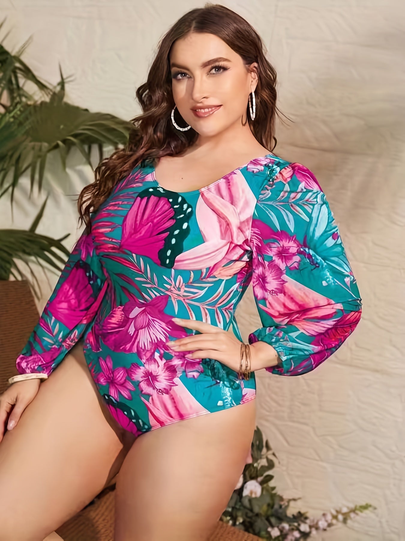 Women's Floral Print One Piece Swimsuit