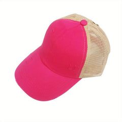 Ribbed Mesh Distressed Cap Sun Protection