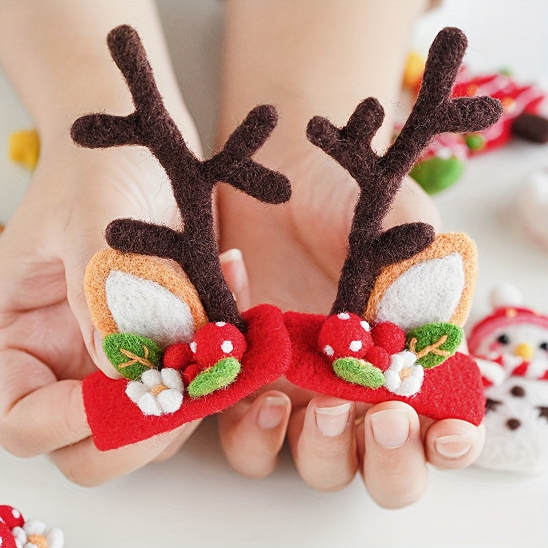 Christmas Deer Horn Hairpin Felt DIY Material Package