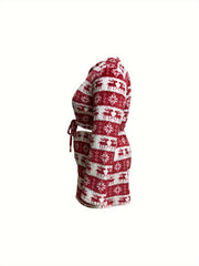 Women's Plus Elk & Snowflake Flannel Crop Top & Shorts Pajamas Set