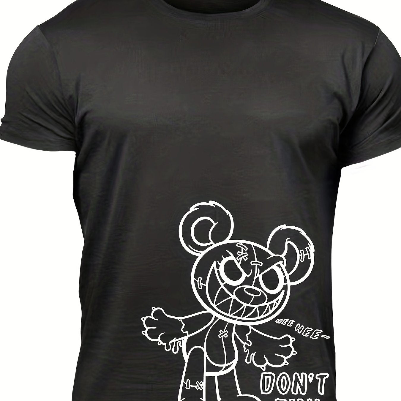 Men's Plush Print T Shirt with Stretch Crew Neck