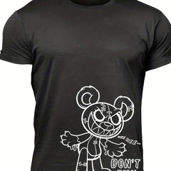 Men's Plush Print T Shirt with Stretch Crew Neck