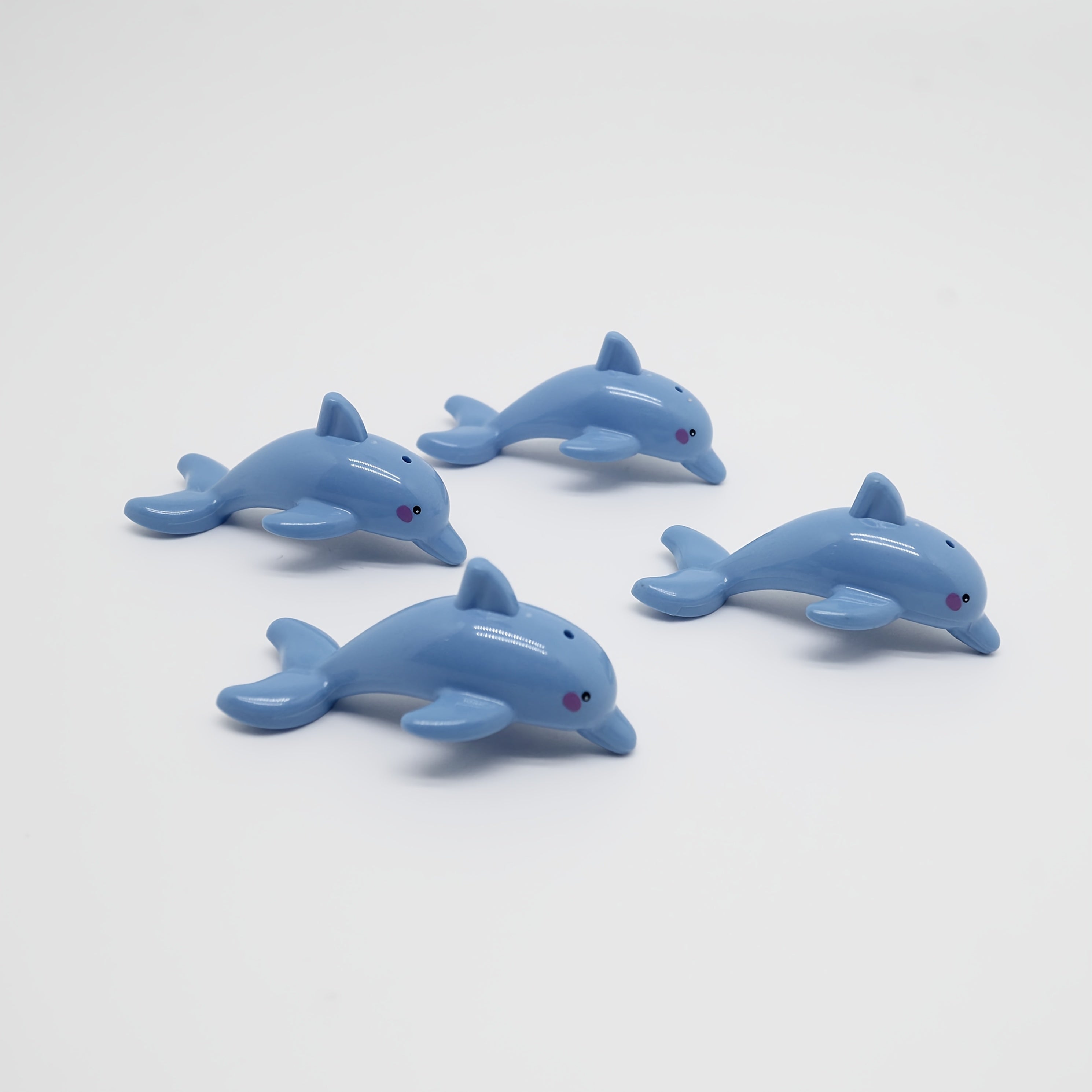 4pcs Dolphins Building Block Accessories Animal Theme Smiling Faces